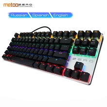 METOO ZERO русская игровая механическая клавиатура, оригинальная 104 87 клавиша с подсветкой, игровой дизайн, черный, красный, синий переключатель для dota2