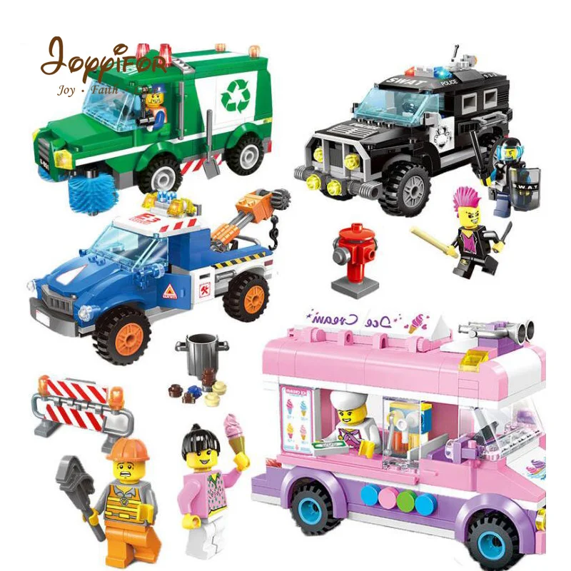 

Joyyifor City Wrecker Police Sanitation Ice Cream Car Truck Building Blocks Sets Bricks Kids Girl Toy Compatible With LegoINGlys