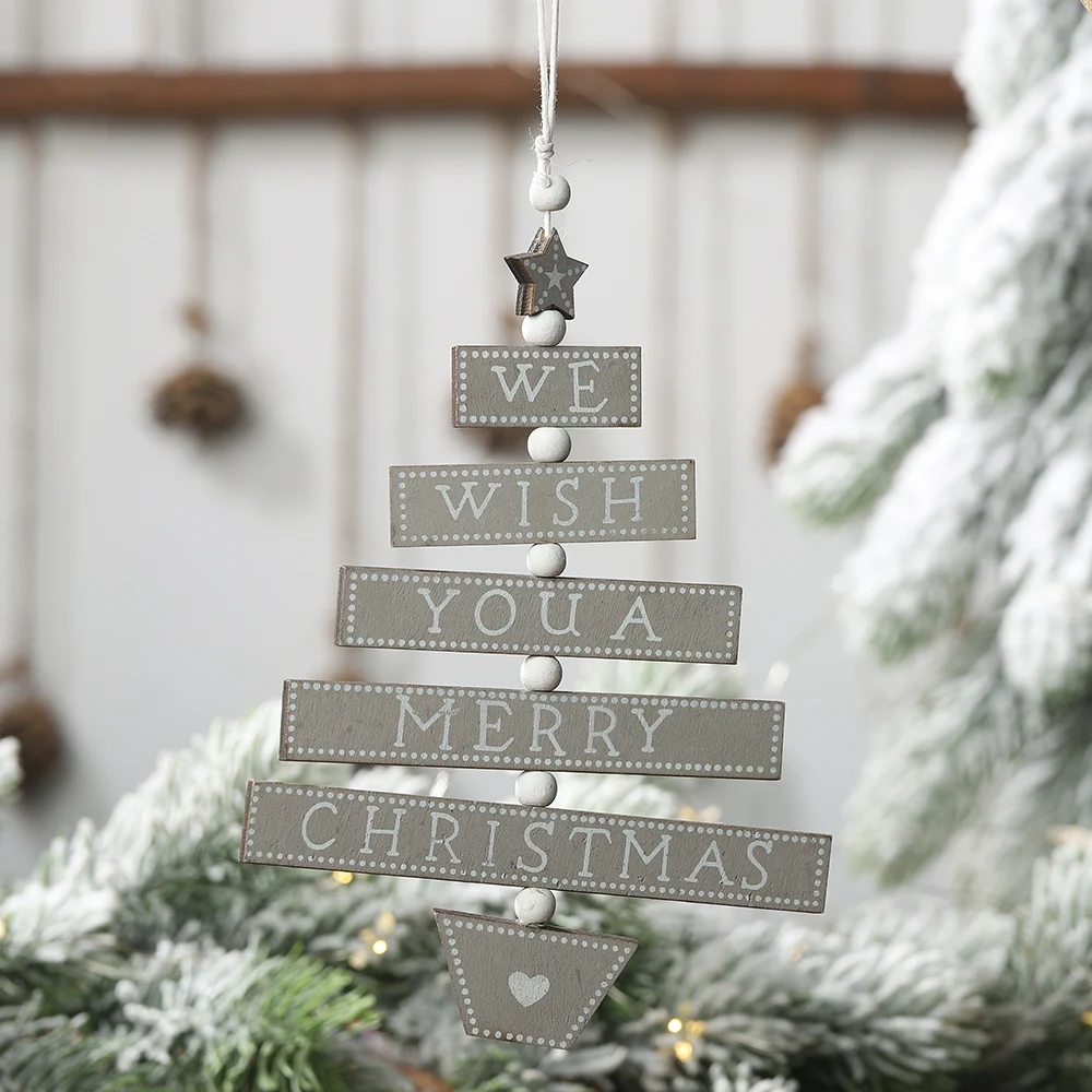 Рождественская деревянная подвеска, Рождественская елка, подвесное украшение, поздравительная открытка, Рождественская вечеринка, украшение для дома, рождественский подарок