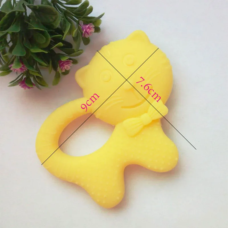 New Top Silicone Baby Teether Cat Shape Teether Silicone Baby Dental Care Toothbrush Training Baby Care Traning Tool Teething Toys size