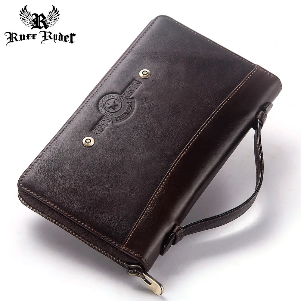 

RUFF RYDER Cowhide Long Wallet Large Capacity Men Coin Purse Male Clutch Walet Portomonee PORTFOLIO Handy and Cell Phone Bag