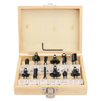 

12pcs 8mm Tungsten Carbide Black Router Bit Set Woodworking Cutter Rotary Tool DIY Woodworking Tools