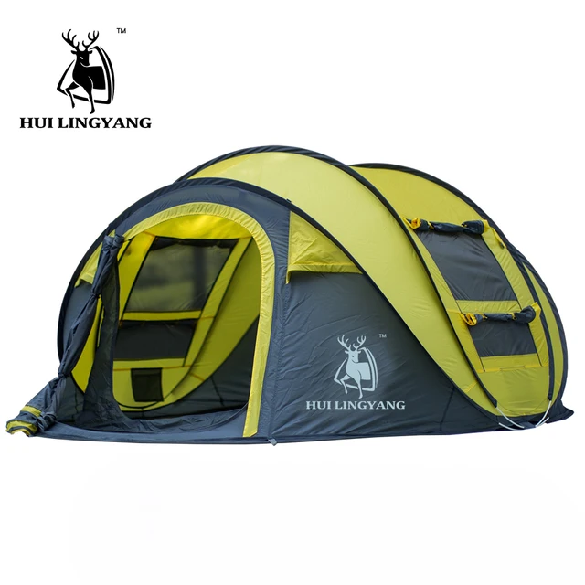 HUI LINGYANG throw tent outdoor automatic tents throwing pop up waterproof camping hiking tent waterproof large family tents 1