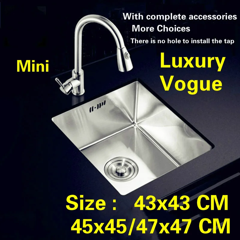 

Free shipping Standard individuality balcony manual sink single trough food-grade stainless steel hot sell 43x43/45x45/47x47 CM