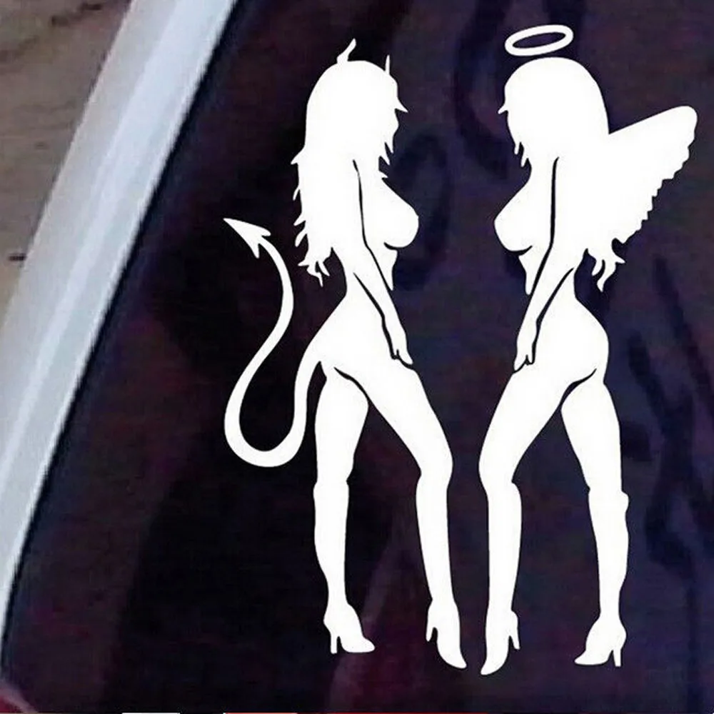 Популярная забавная популярная Классическая Сексуальная наклейка для девочек, злой Дьявол, красота 16*11 см, белая Автомобильная Наклейка на стену 16*11 см, наклейка для автомобиля#0508