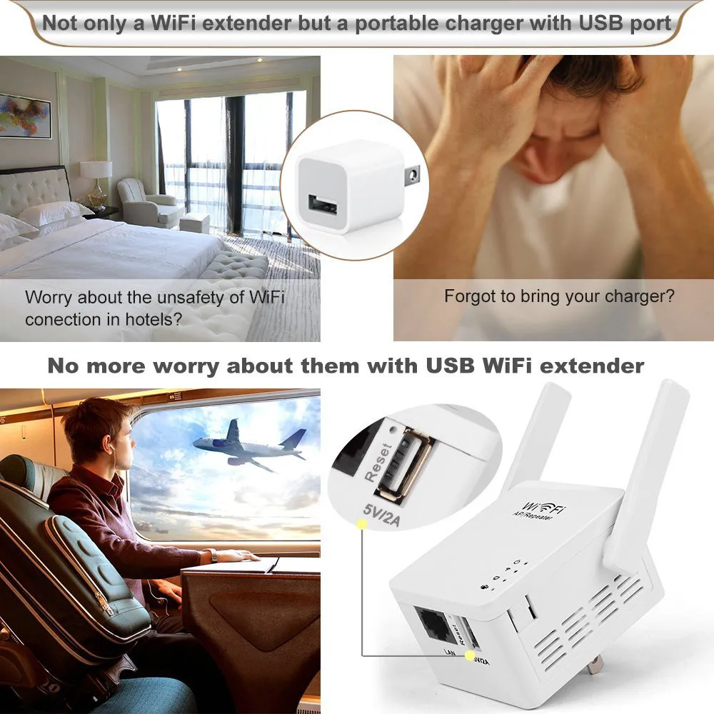 USB WiFi роутер ретранслятор Wi-Fi расширитель диапазона с микро USB2.0 портом 5 В/2 А поддержка усилителя и режим AP EU/US/UK/AU Plug