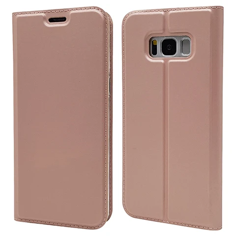 Тонкий чехол-кошелек для samsung Galaxy S7 Edge S8 S9 S10 Plus S10Lite S10e из искусственной кожи, чехол-книжка - Цвет: Rose Gold