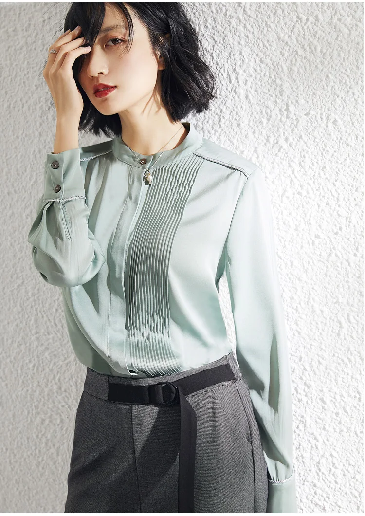 PIXY белые блузки из тяжелого шелка женские красные рубашки с длинным рукавом мятно-Зеленые офисные женские топы корейская модная одежда hypebeast