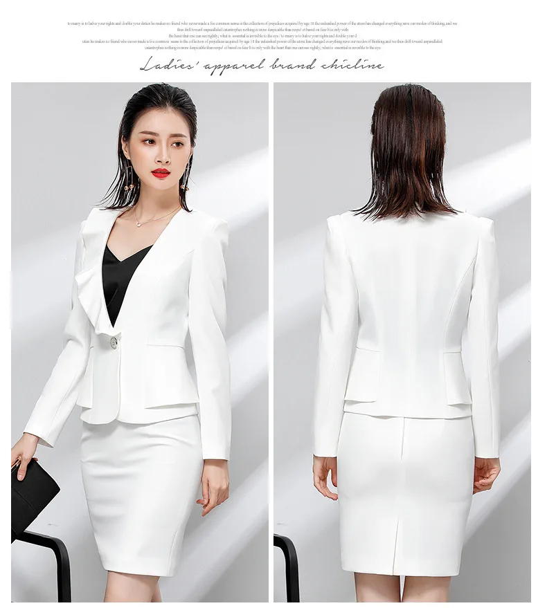High quality two piece suit small suit lotus side the professional women 's suit set ladies momentum white collar simple tooling High quality two piece suit small suit lotus side the professional women 's suit set ladies momentum white collar simple tooling