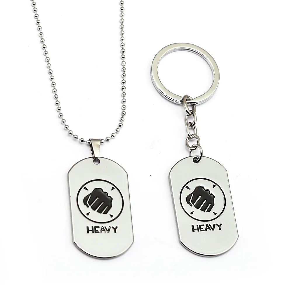 

HSIC Game Jewelry Team Fortress 2 Keychain Heavy Dog Tag Pendant Metal Alloy Keyring Holder For Fans porte clef HC12904