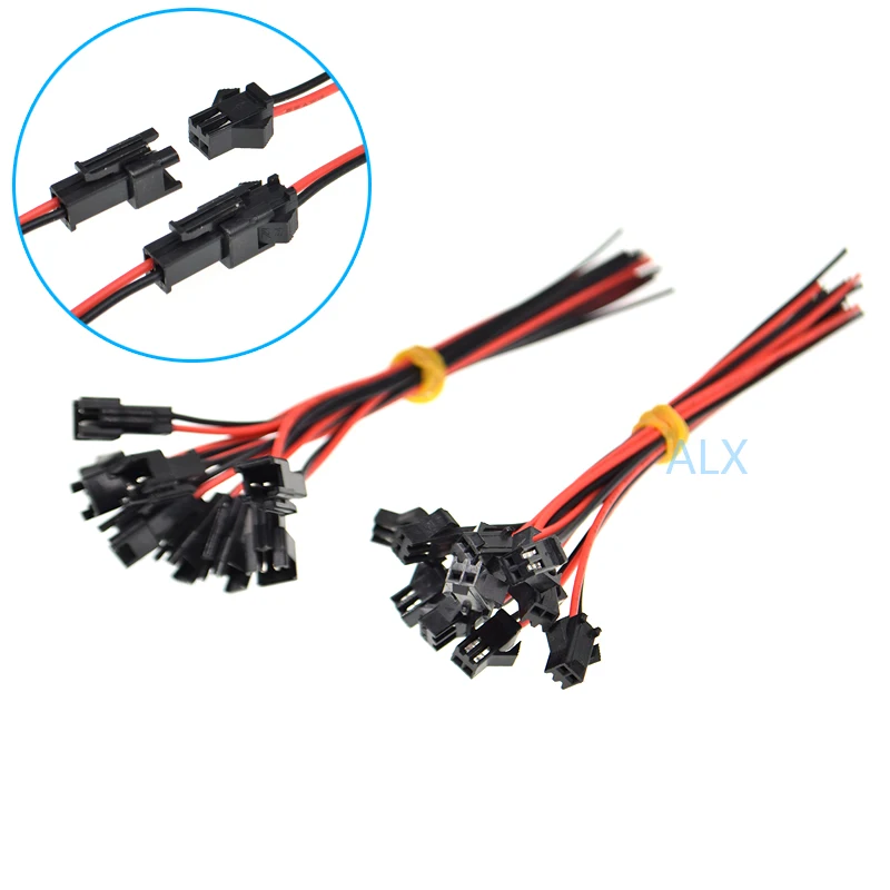 

10Pairs 150MM JST SM CONNECTOR 2PIN PLUG CABLE MALE+FEMALE WIRE 2 PIN for led strip light Lamp tape Driver CCTV