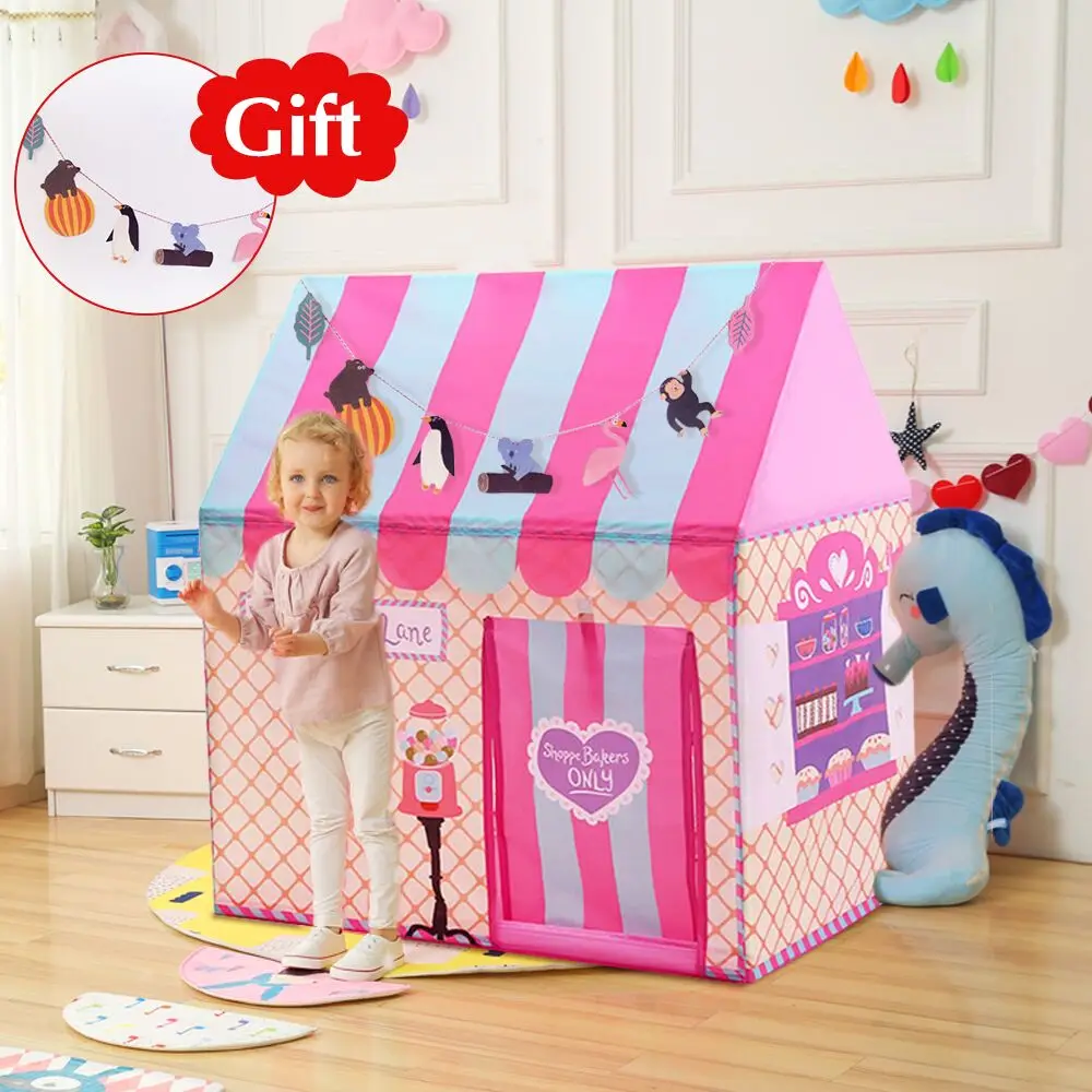 Casa de castelo para crianças, tenda de brinquedo dobrável, decoração interna, para presente de natal