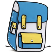 3D прыжок стиль 2D Рисование мультяшный бумажный пакет Комикс Рюкзак посыльного Tote модные милые студенческие сумки унисекс Bolos