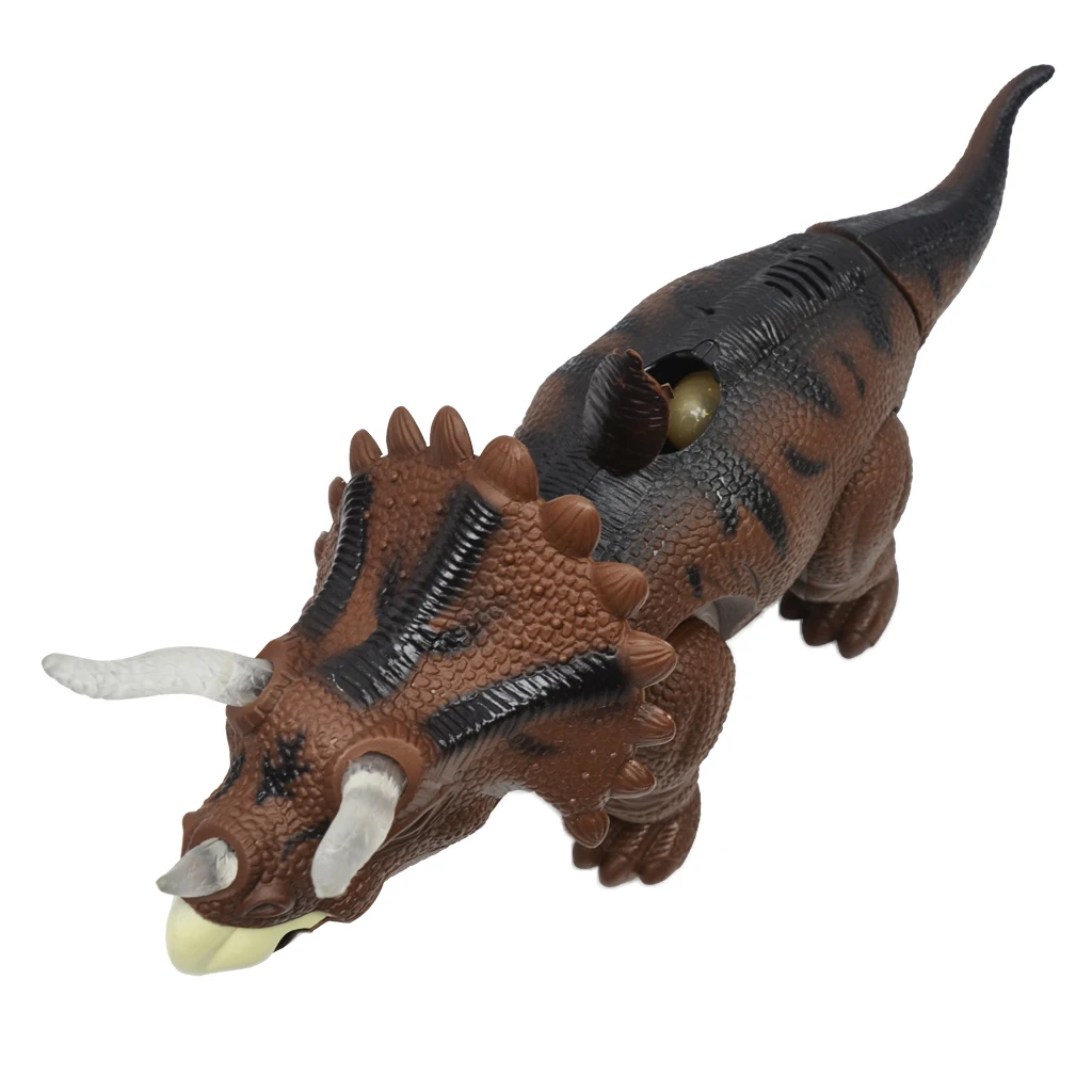 Laying Egg Dinosaur, Walking & Roaring Triceratop Battery Powered Animal with Realistic Sounds & Lights Toy Kid Girls Gifts