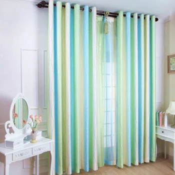 

Green Curtains Jacquard Modern Living Room Tulle Curtains Kids Bedroom Striped Curtains Drapes Sheer Fabrics Cortinas T&149 #30