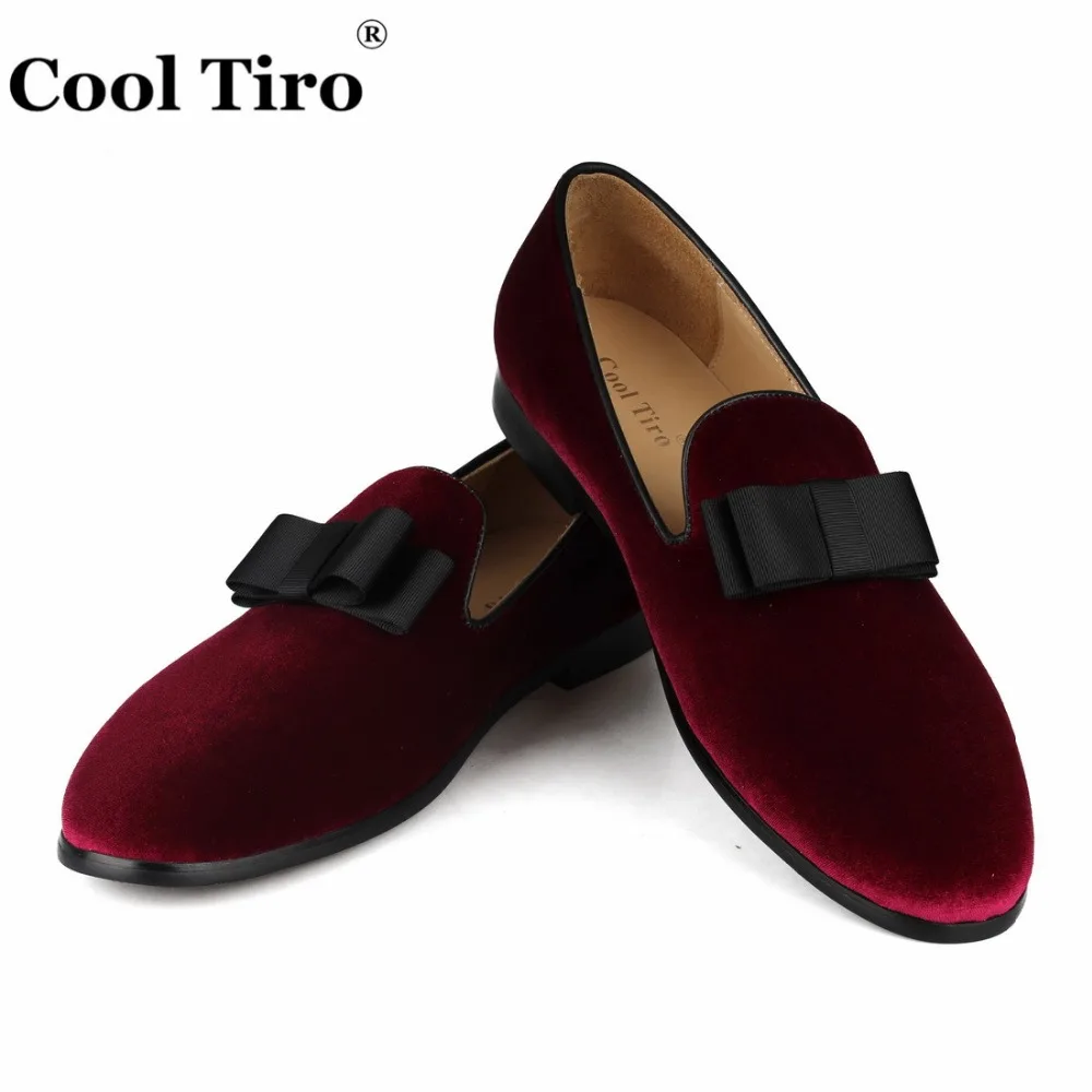 Burgundy velvet Loafers with Bow Tie (6)