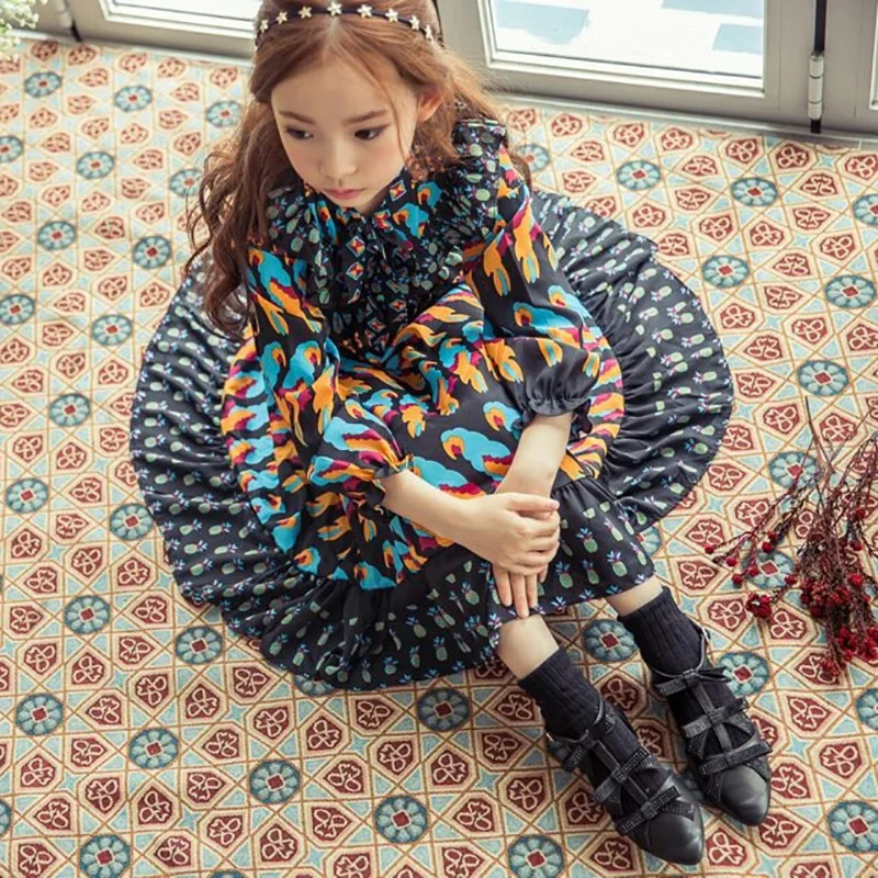 

Korean Children Girls Clothes Baby Girl Gentle Chiffon Princess Dress 2017 Spring New Dresses Kids Long Sleeves Bow Clothing