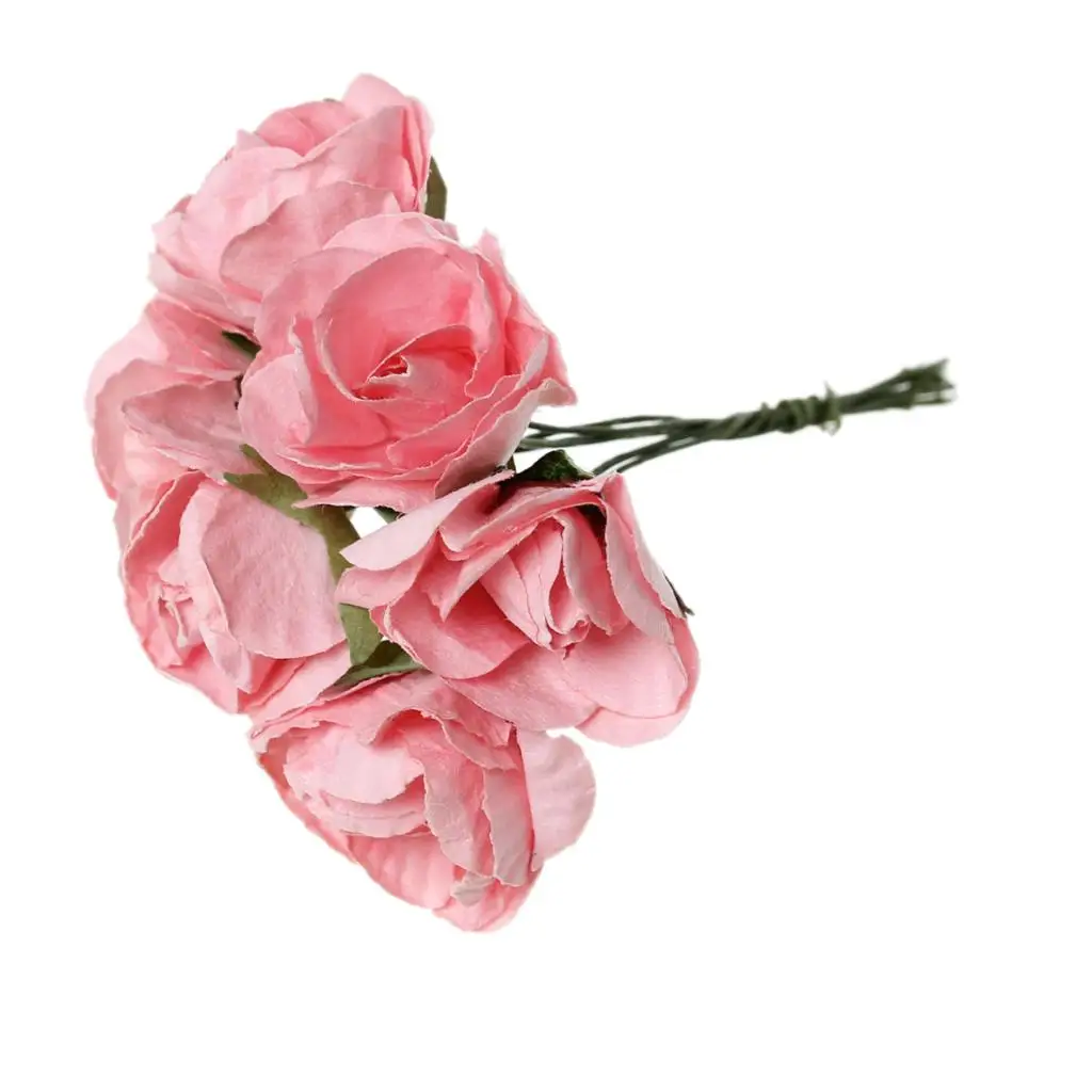 Paper Artificial Flower Decoration Millinery Pink 8.0cm(3 1/8"),1 Packet(Approx 144 PCs/Packet