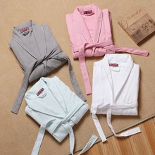 Для мужчин Халат вафельный домашний платье хлопок ночное одноцветное пижамы мужской ночная рубашка кимоно плюс размеры XXL