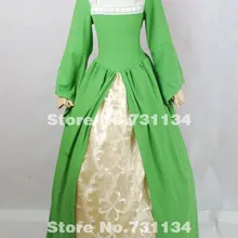 Уникальный элегантный светло-зеленое, с длинным рукавом в викторианском стиле Вечерние Платье Для женщин Винтаж готический, викторианской эпохи мяч Халаты Костюмы