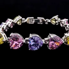 Emmaya Новое поступление Браслеты с сердечками для женщин роскошный цветной, с кубическим Цирконом браслеты невесты ювелирные изделия заводская цена