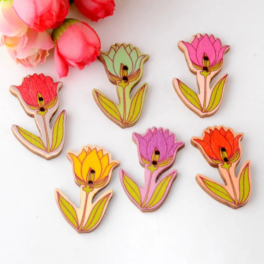 

50 шт., деревянные пуговицы с двумя отверстиями, 40 х25 мм