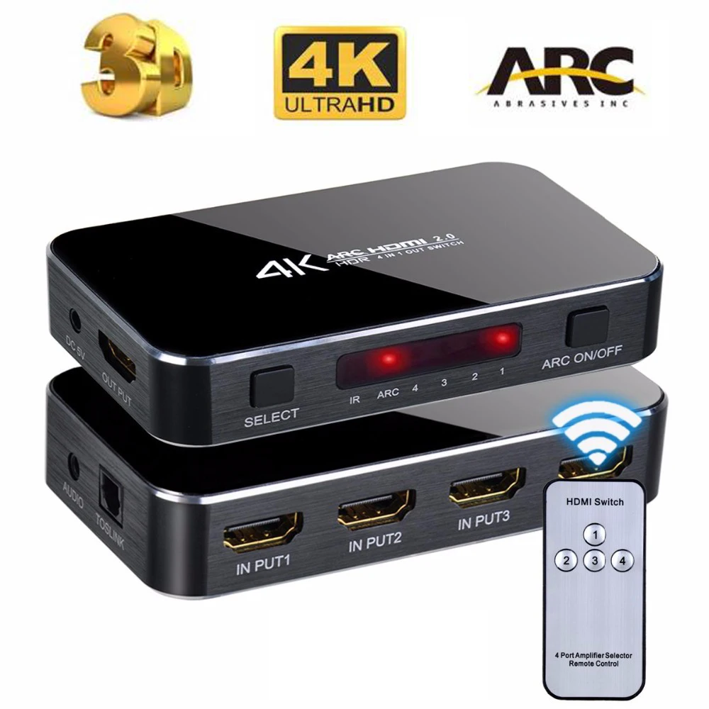 PUZHIJIE mini hdmi 4 в 1 выход HDMI 2 0 переключатель с беспроводным пультом дистанционного