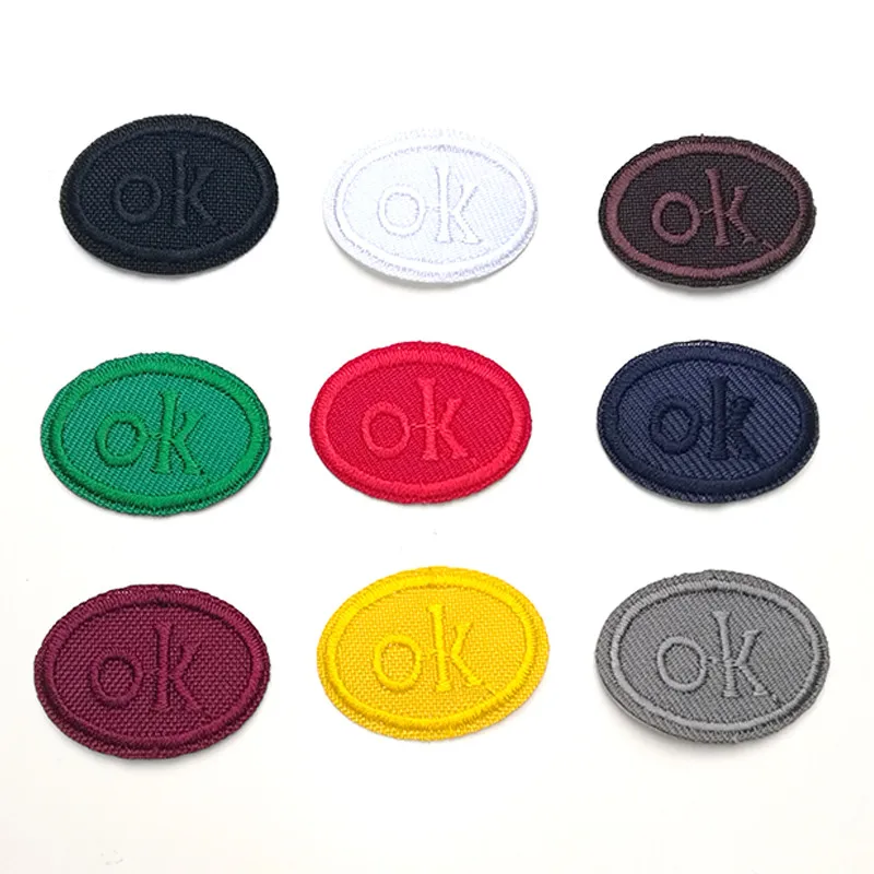 10Pcs Solid Color OK Ironing Patches Computer Embroidery Iron On