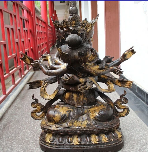 

xd 002844 35" Tibet Buddhism Temple Bronze Gild Guhyasamaja Vajradhara Buddha Statue