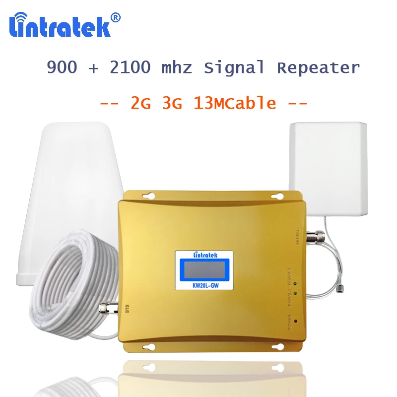 Baratos Lintratek gsm900 repetidor gsm 2100 (Grupo 1) teléfono Móvil amplificador de señal de 2G 3G celular y internet 2100 amplificador repetidor gsm amplificador movil umts 2100 3g 2g amplificador repetidor de celular gsm900