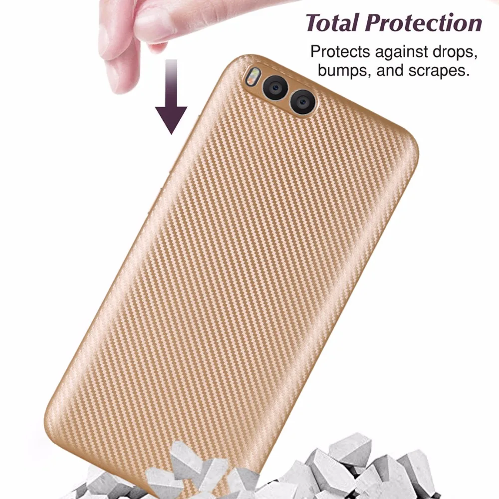 cheap Luxury Rose Gold Anti Knock Carbon Fiber Soft Thin Back cover phone Case For Xiaomi MI6 MI 6 Case For Xiaomi mi 6
