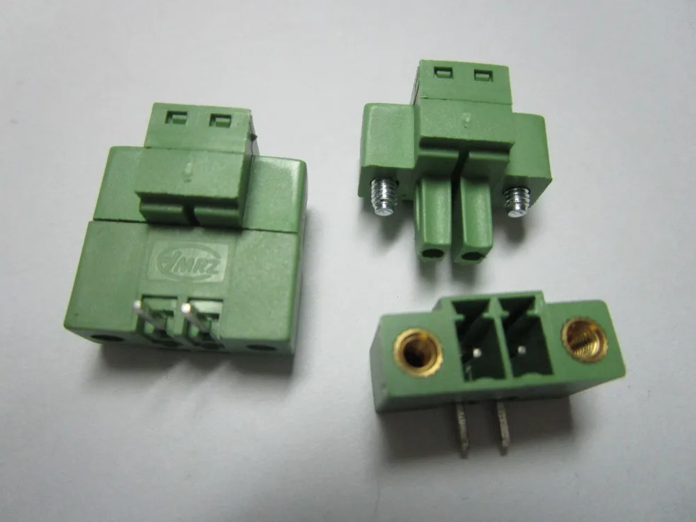 

20 pcs With Embossmen Angle 2 pin Pitch 3.81mm Screw Terminal Block Connector Green Color Pluggable Type with angle pin