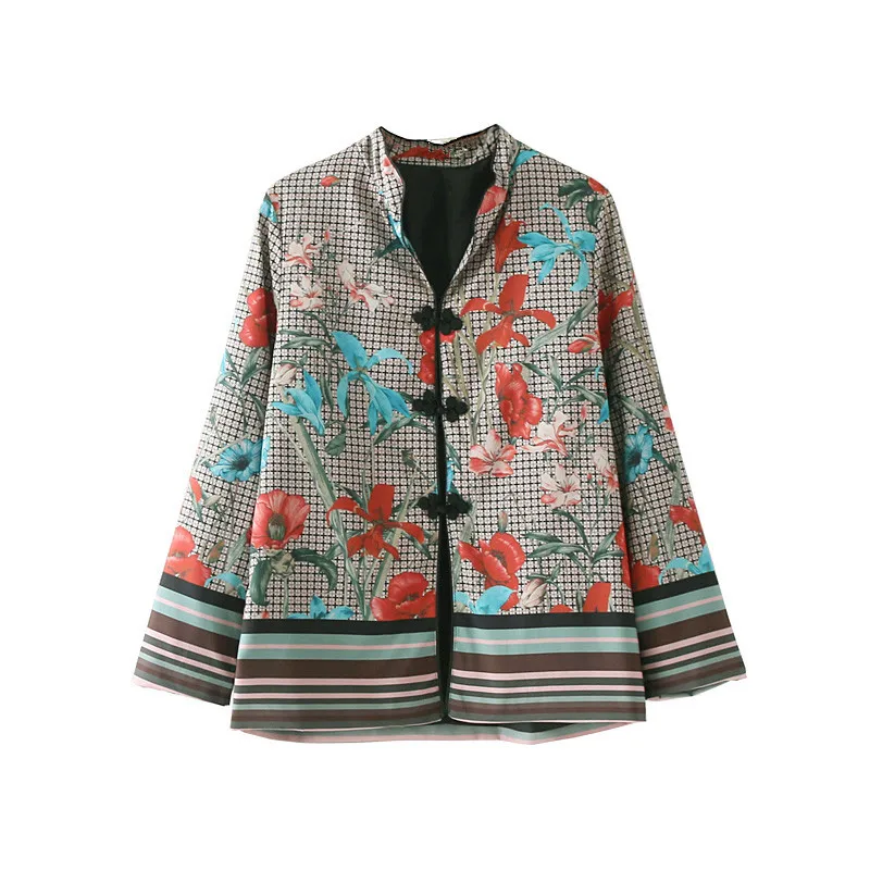 Fishon new knot buckle printed font b jacket b font