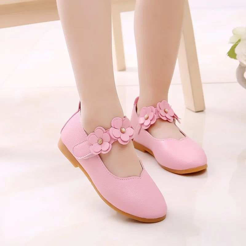 White Pink Kids Toddler Flower Children Girls Wedding Party Dress Princess Leather Shoes For Teens Girls Dance Shoes New 5