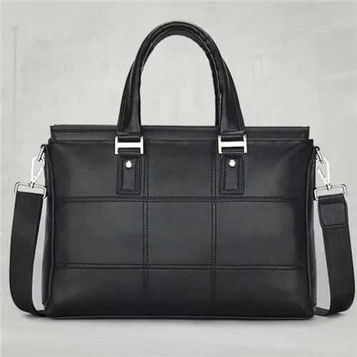 Брендовый мужской портфель высокого качества PU сумка бизнес досуг Европейский Американский стиль портфель MessengerZ431 - Цвет: BLACK