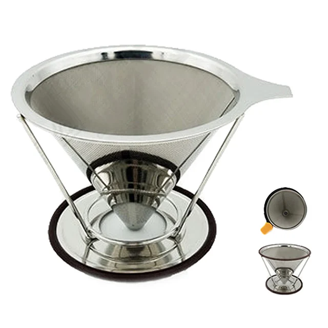 Best Price Cone Coffee Filter With Stand Stainless Steel Double-deck Filters Ccreen Reusable Pour Over Coffees Maker Dripper Funnel Best Price Cone Coffee Filter With Stand Stainless Steel Double-deck Filters Ccreen Reusable Pour Over Coffees Maker Dripper Funnel