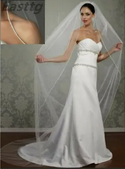 

Champagne White Ivory Wedding Accessory 3M Cathedral Crystal Edge Wedding Veil Custom Made Length 1 Tier Bridal Veil With Comb