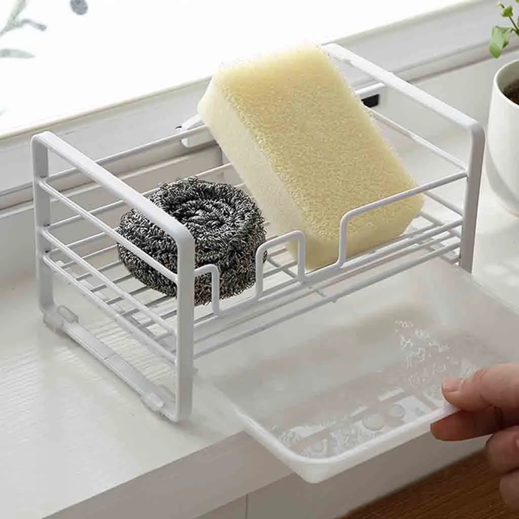 

Kitchen Sink Sponge Drain Rack Iron Soap Storage Racks Pool Dish Cleaning Towel Brush Scrubbers Shelf Bathroom Organizer Stands