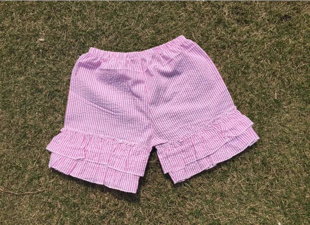 Пустой boutiqe девочка рюшами OEM модно жаркое лето высокое качество уменьшают подходящую на заказ детей seersucker шорты