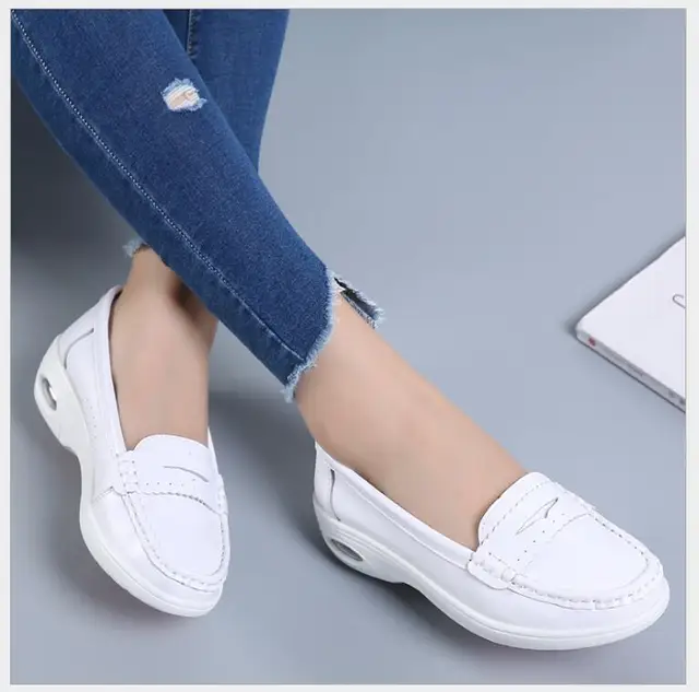 White Nursing Shoes Women Comfortable Work Shoes Slip On Casual Medical ...