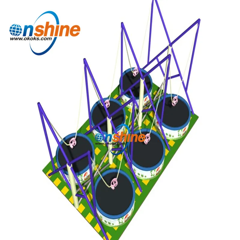 

6 stations bungee trampolines for amusement park