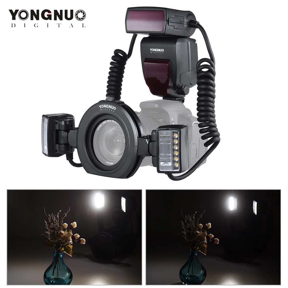 Yongnuo Cabezal de Flash para cámaras Canon EOS 1Dx 5D3 6D 7D 70D 80D, 2 unidades + 4 anillos
