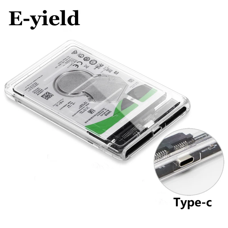 

Transparent HDD Case Type C to USB3.1 2.5 inch Hard Drive Enclosure Support UASP Protocol