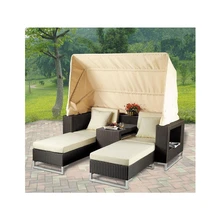 Заводские розетки ротанговая мебель для двора, гостиной, патио мебель с водонепроницаемой палаткой, шезлонг