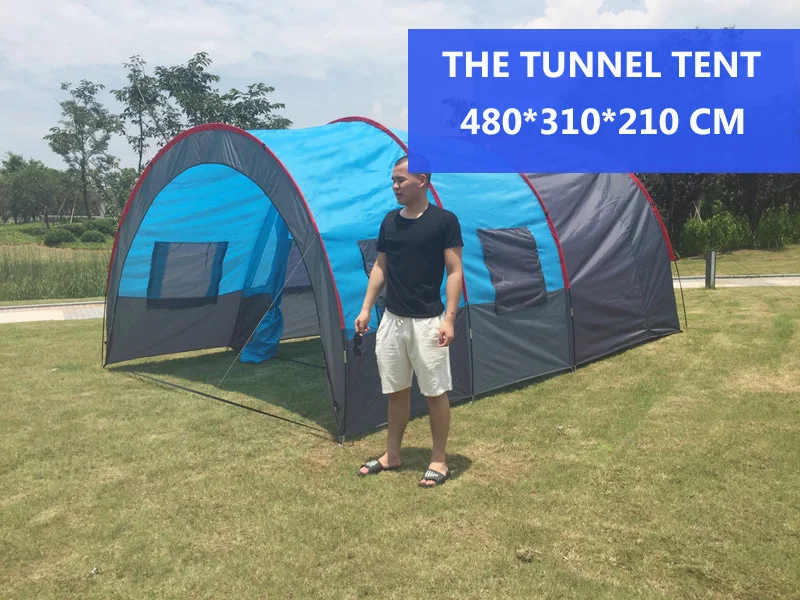 5-8 человек большой открытый кемпинг туннель палатки водонепроницаемый палатки для семьи путешествия Туризм Рыбалка Охота вечерние стекловолокно