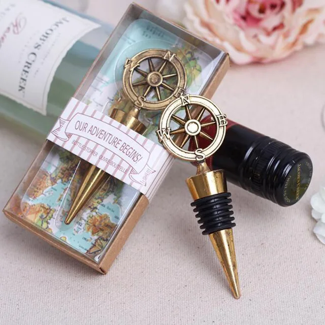 

Christmas Gifts Hot Sell 100pcs Nautical Theme Compass Wine Stopper Wedding Favors Bridal Shower Ideas Beach Party Bottle Opener