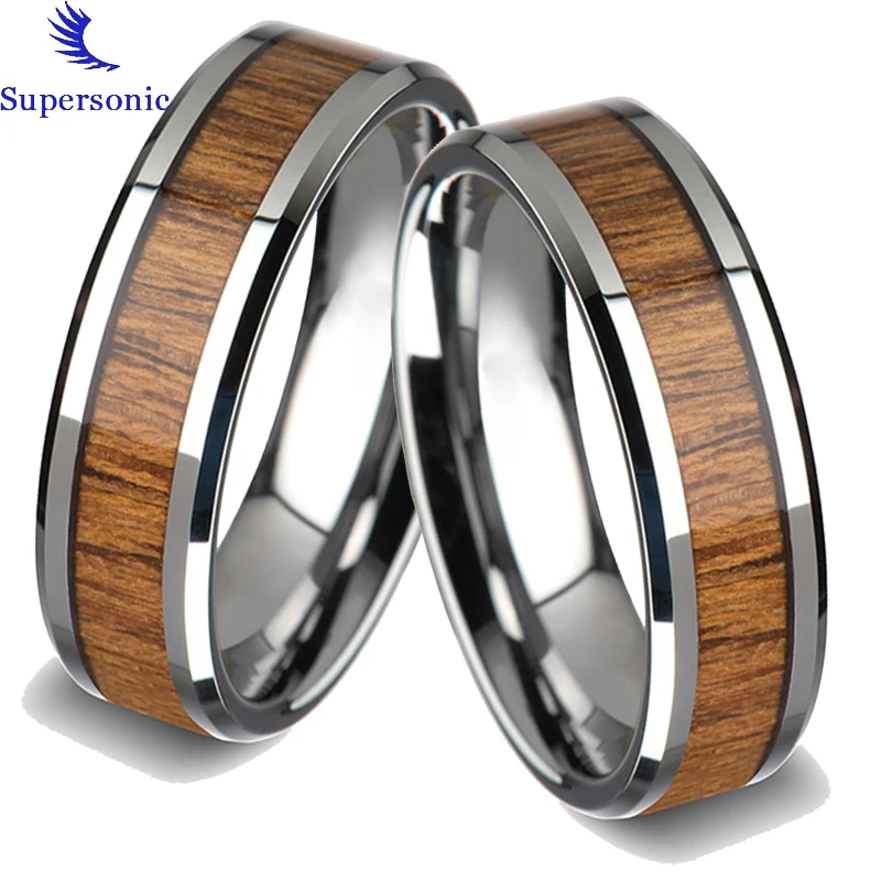Retro Wood Grain Design Fashion Party Gift Stainless Steel Ring Men's