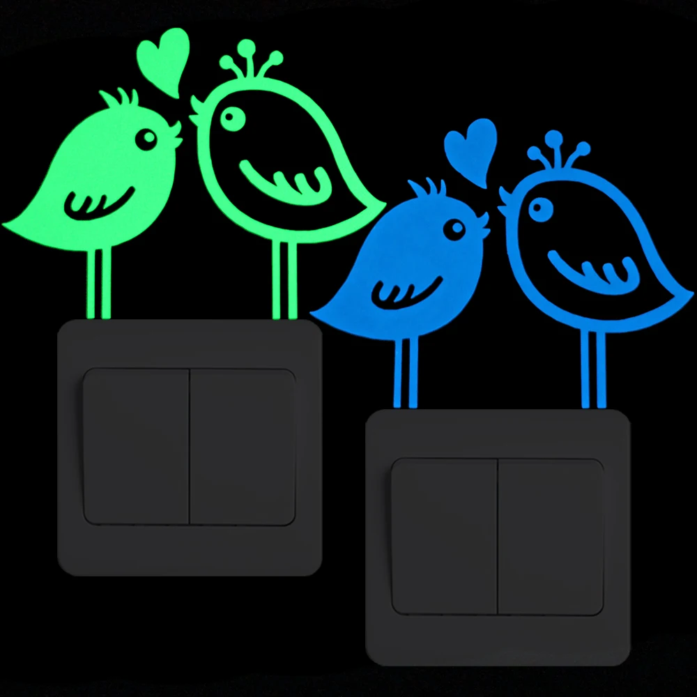 

Cartoon Birds Lover Luminous Switch Sticker Glow Wall Stickers Kids DIY Personalised Sticker Home Decor Furniture Wardrobe Decal