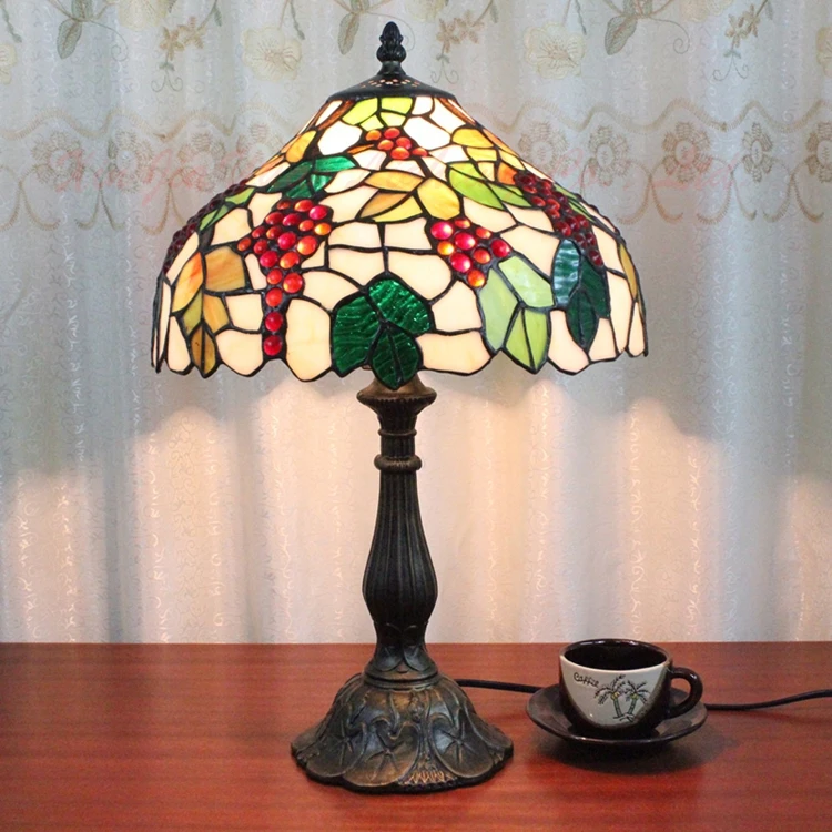 

12 inch grape European tiffany style table lamp living room study bedroom dining room hotel bar