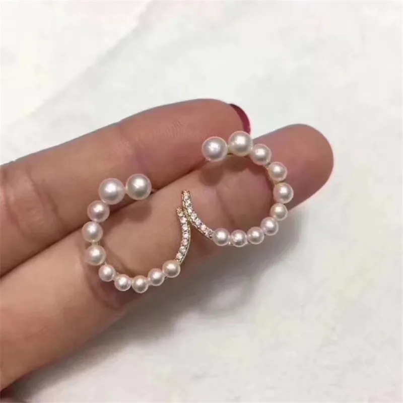 

new natural freshwater cultured pearls 925 sterling silver good quality pearl 3-6MM earrings wholesale